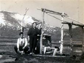 龍宮小屋露天風呂(昭和26年代、竜宮小屋提供)